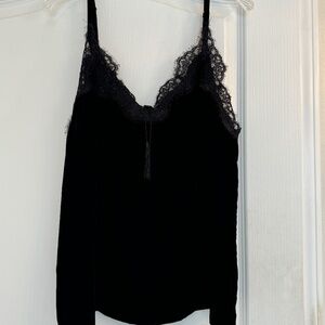 NWT Black velvet with lace camisole
